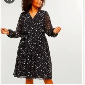 Lane Bryant black white polka dot above knee dress Christmas holiday size 20